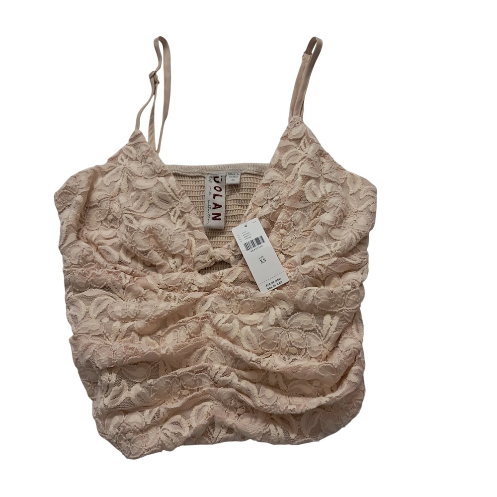 NWT Anthropologie Dolan Tank Top Women's XS Cream‎ Lace Ruched Coquette Festival